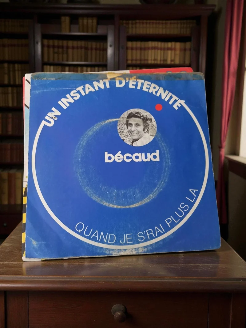 45T vinyle ancien BÉCAUD Un instant d?éternité rétro bleu collection occasion