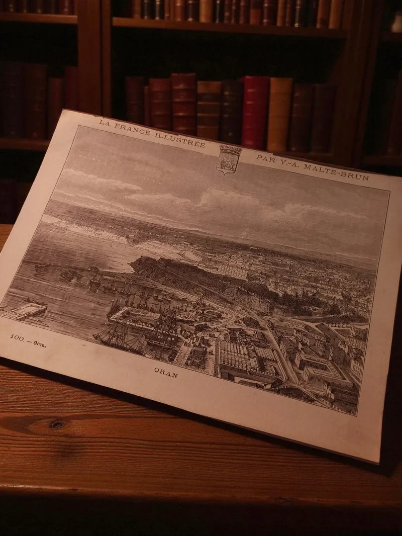 Gravure ancienne Oran La France Illustrée Malte-Brun vintage art déco