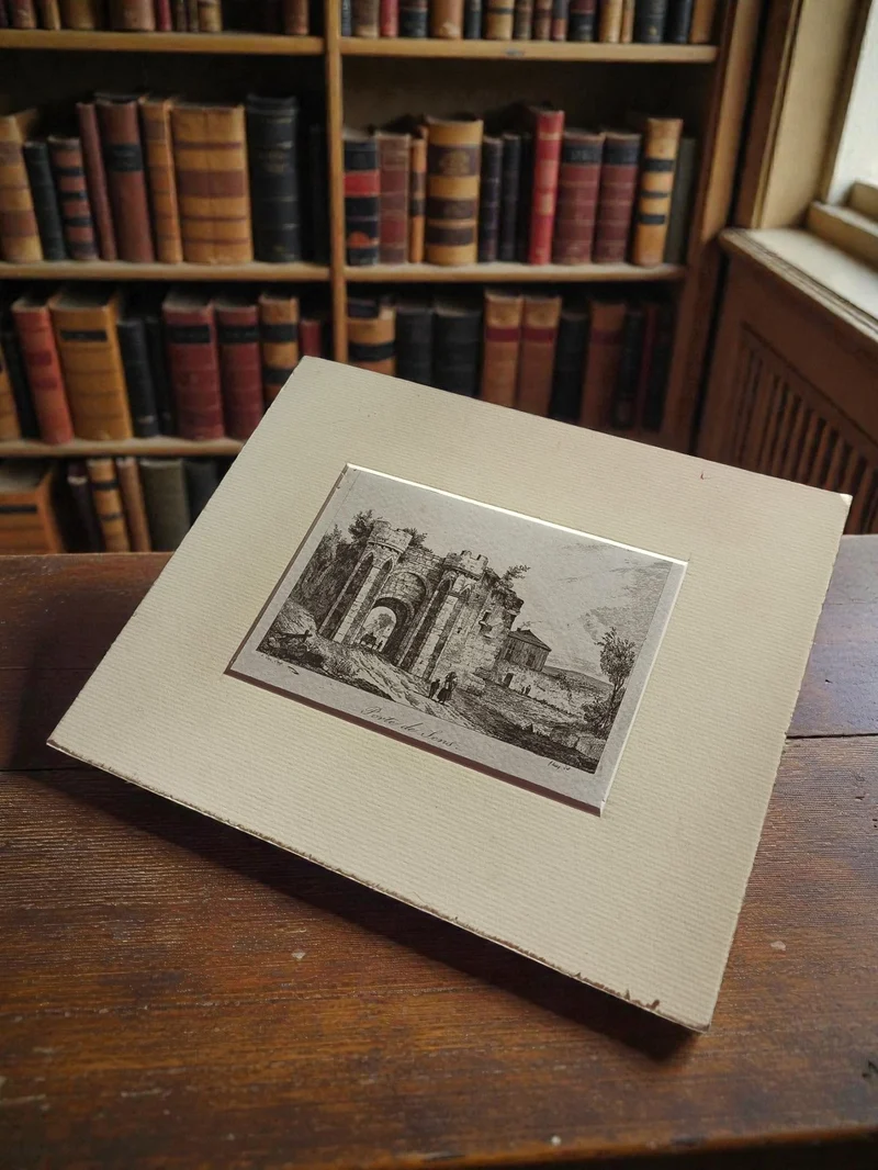 Petite gravure ancienne authentique vintage, art rétro pour collectionneur décor