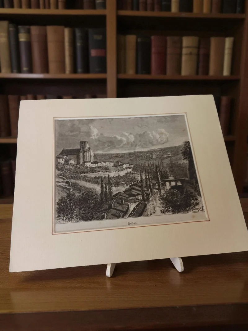 Gravure ancienne Belley encadrée vintage paysage rétro décoration murale
