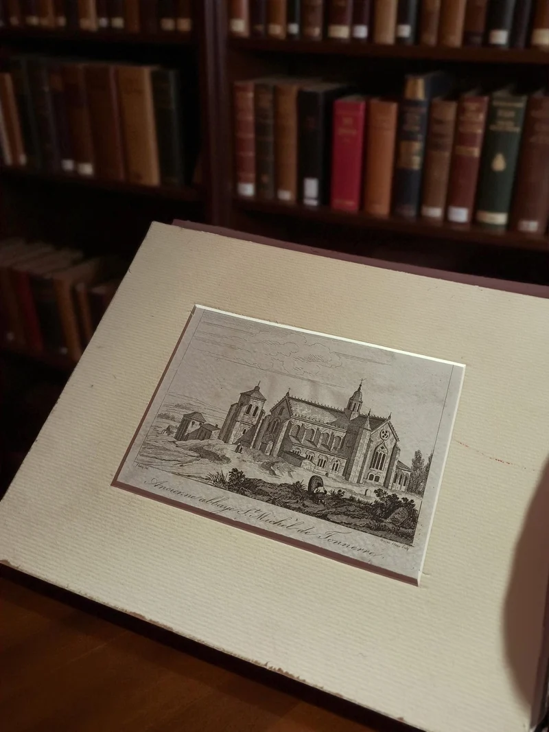 Gravure ancienne Abbaye St Michel Sommières art vintage déco rétro