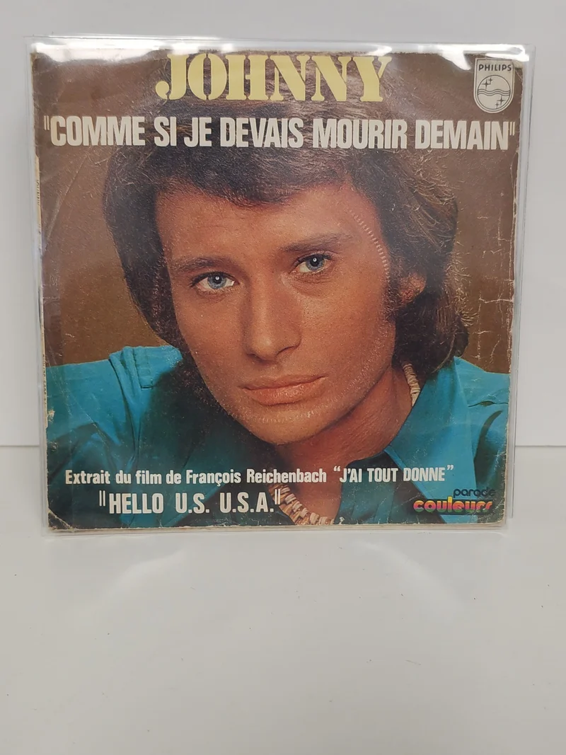 Vintage 45 tours ancien Johnny Hallyday vinyle rétro collection très bon état
