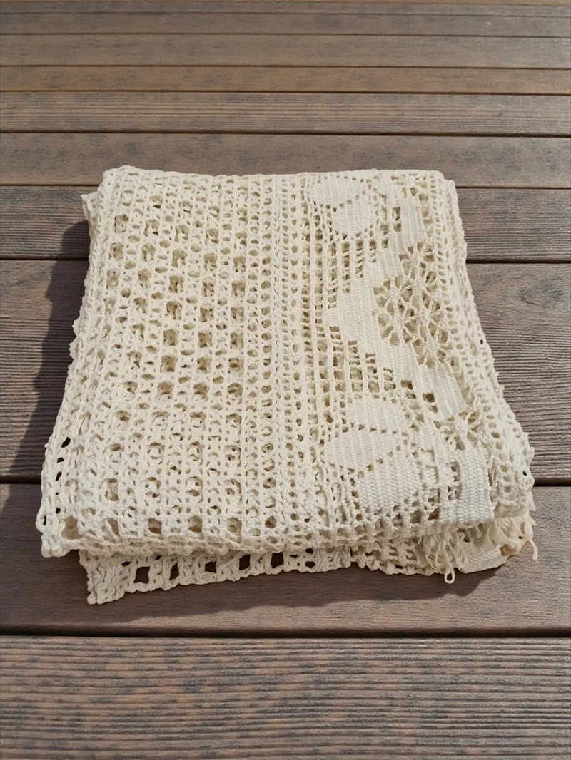 Rare set linge de table ancien brodé dentelle crochet vintage XIXe déco rétro