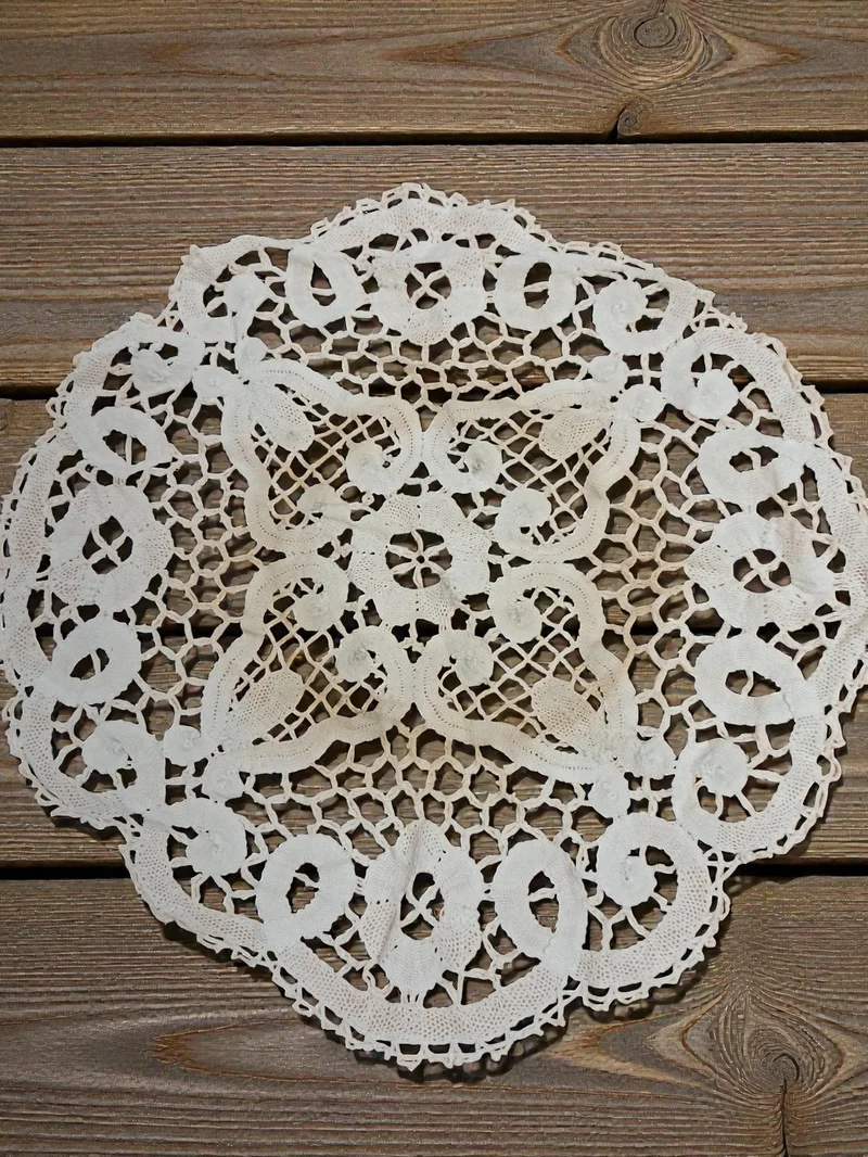 Rare set linge de table ancien brodé dentelle crochet XIXe vintage collection