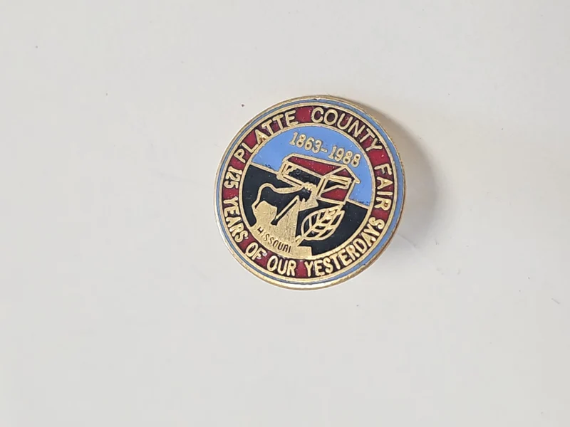 Vintage pin's rétro ancien Platte County collection badge USA rare