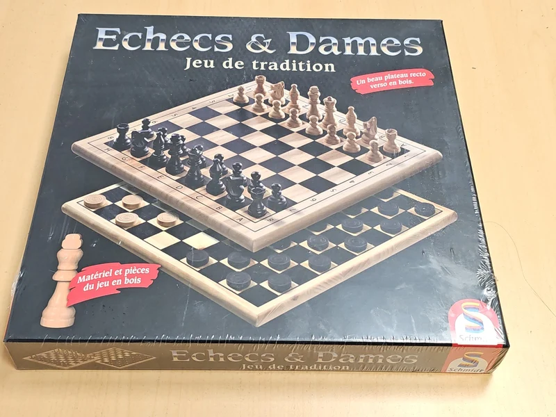 Jeu de dames et échecs Schmidt 88397 gris, plateau réversible, neuf
