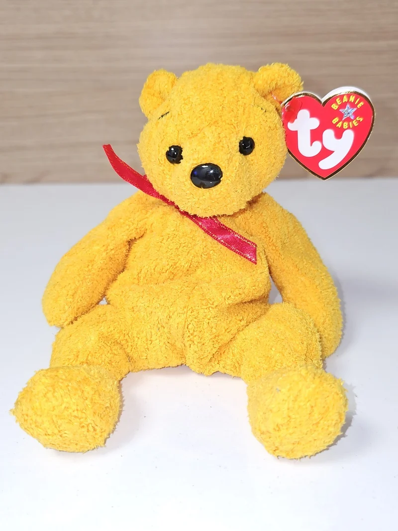 Ty Beanie Baby Poopsie ours en peluche jaune original TY peluche d?occasion douc