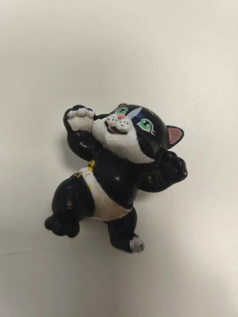 Figurine chat noir vintage ancienne en PVC plastique décor rétro collection