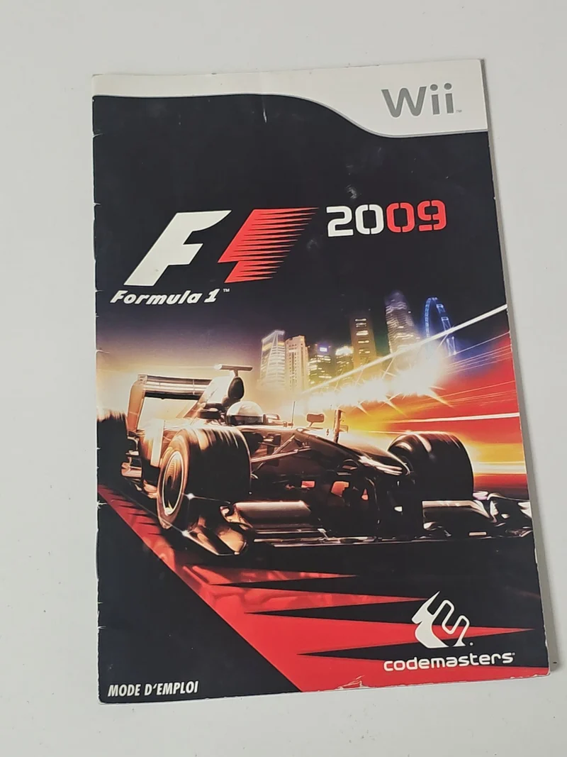 Notice originale seule pour F1 2009 sur Nintendo Wii, manuel jeu vidéo d'occasio